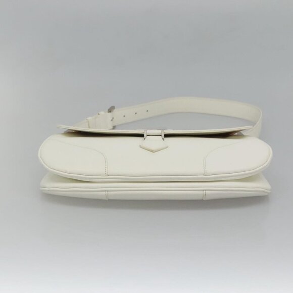 BURBERRY Shoulder Bag Leather White Silver Auth - Picture 12 of 15